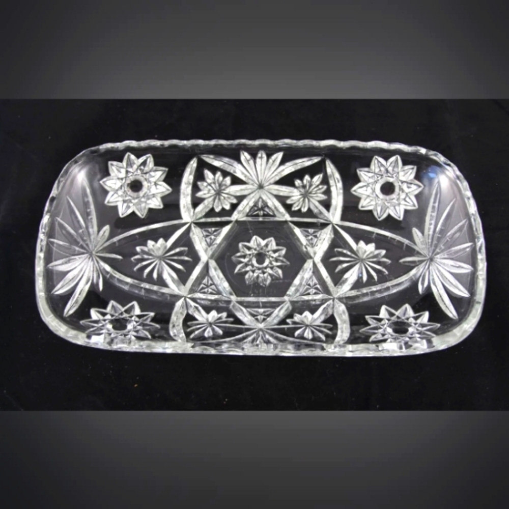 Vintage Anchor Hocking Cut Glass Tray